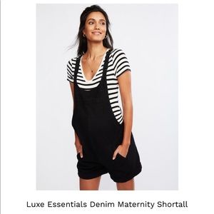 Luxe Essentials Black Denim Maternity Shortalls